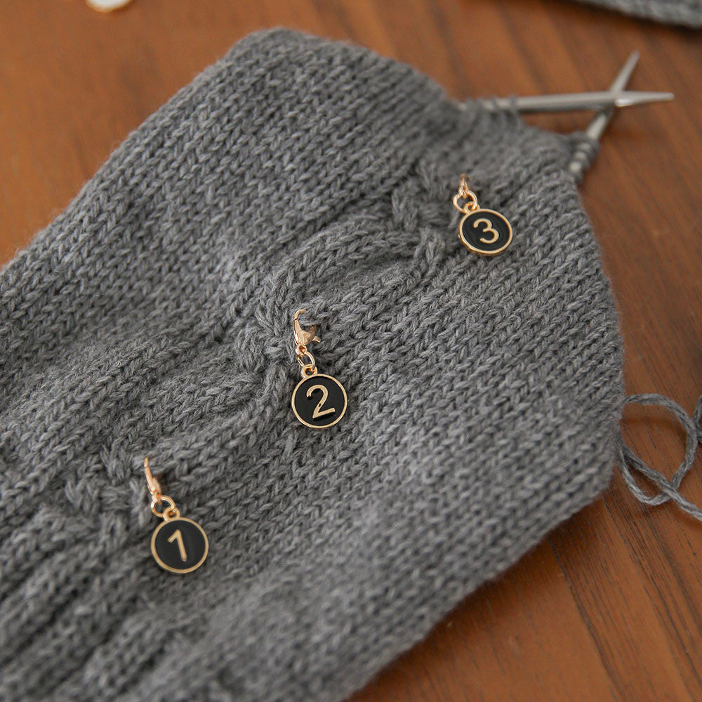 Number Charm Stitch Markers Set
