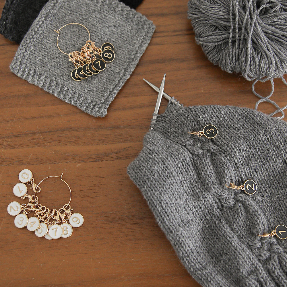 Number Charm Stitch Markers Set
